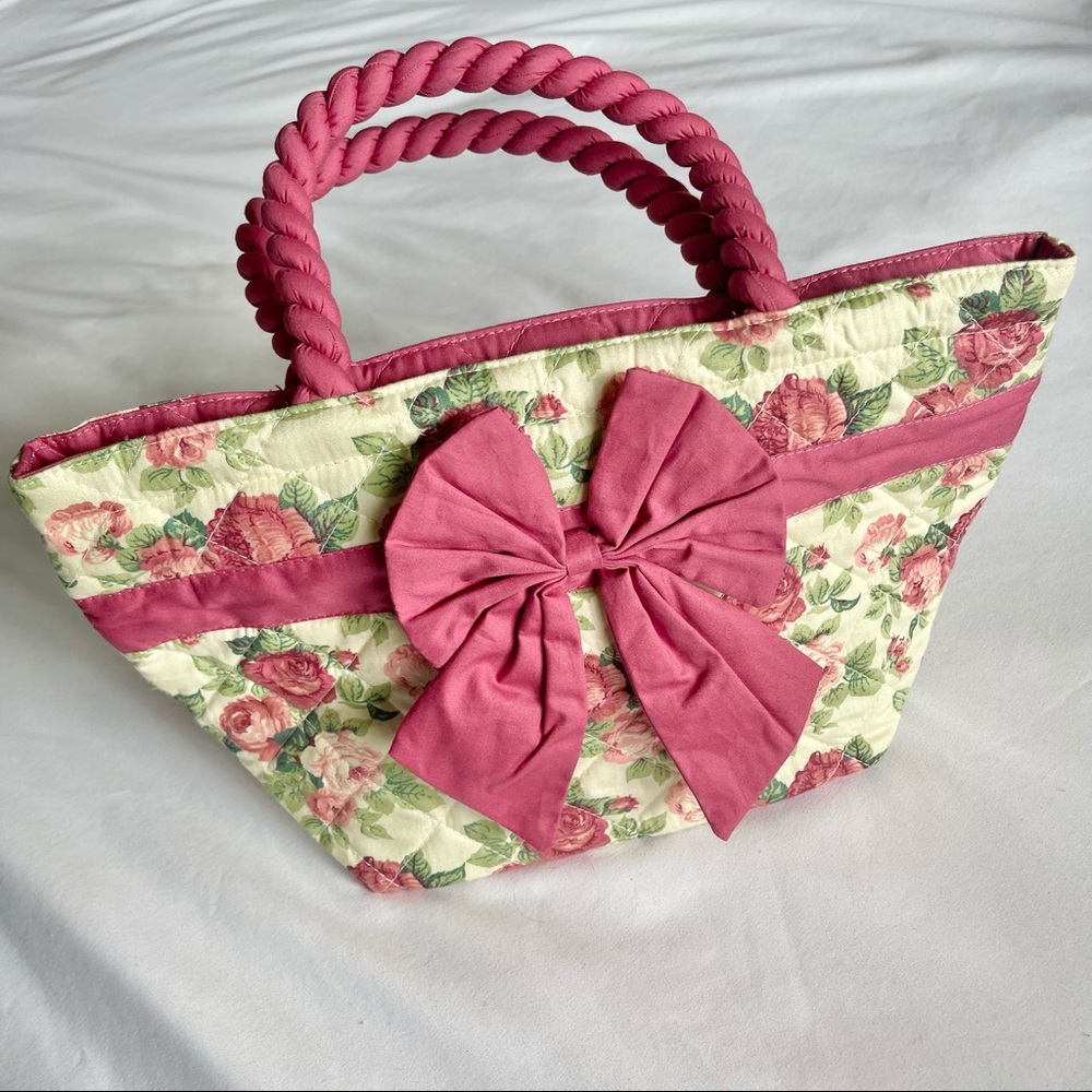 5 for $40 Vintage Cottage Core Pink & Floral Quilted Mini Bag - Like New!